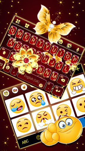 Golden Red Flowers Keyboard Ba