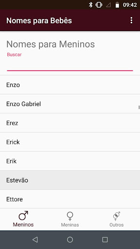 Android application Nomes para Bebês screenshort