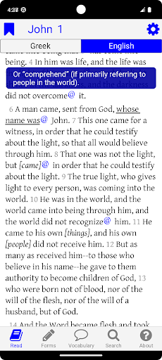 Greek New Testament Study App Screen 2