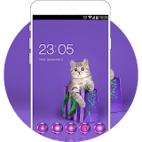 Kitty Theme:Cute cat lovely Purple HD Wallpaper icon