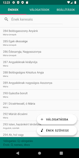 Android application Szent vagy, Uram énekeskönyv screenshort
