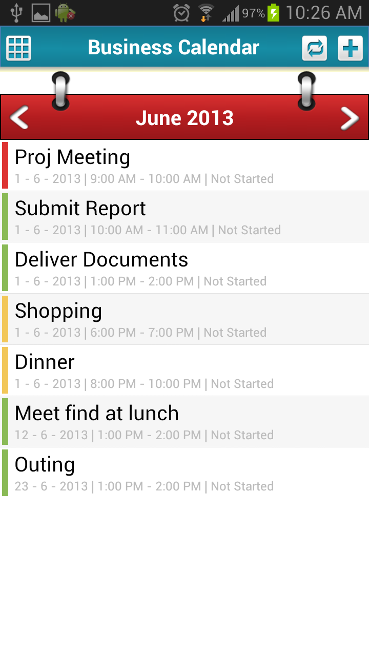 Android application Business Calendar Event TODO screenshort