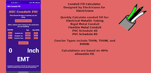 NEC Conduit Fill Calculator Android App