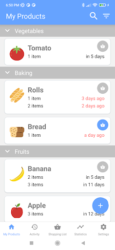 Android application My Fridge screenshort