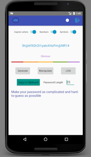 Android application Simple Password Generator screenshort