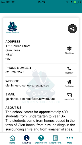 Glen Innes Public School App Screen 2