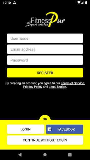 Android application Fitness Pur screenshort