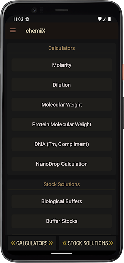 Android application Molarity Dilution Calculator screenshort