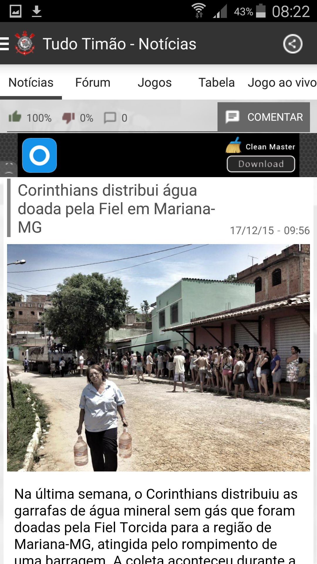 Android application TudoTimão Notícias Corinthians screenshort