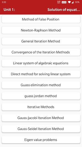 Android application Numerical Methods & Analysis screenshort