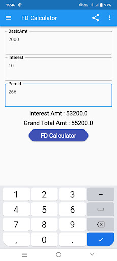 Android application Fd Calculator screenshort