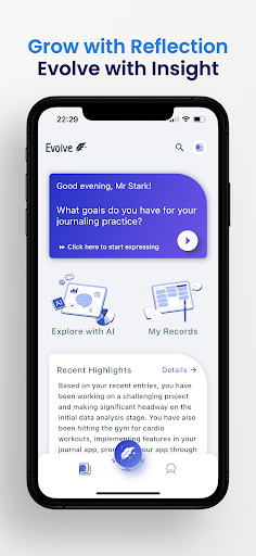 Evolve: AI Journal Screen 3
