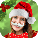 Christmas photo editor with funny stickers icon