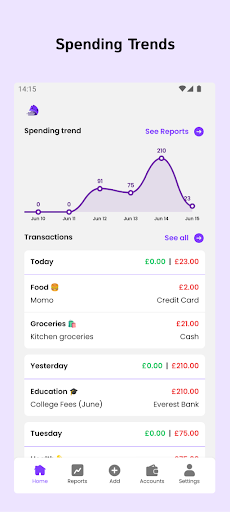 Android application Expense Tracker screenshort