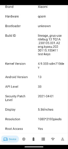 DeviceInfo Screen 2