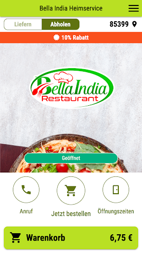 Android application Pizza Bella India screenshort