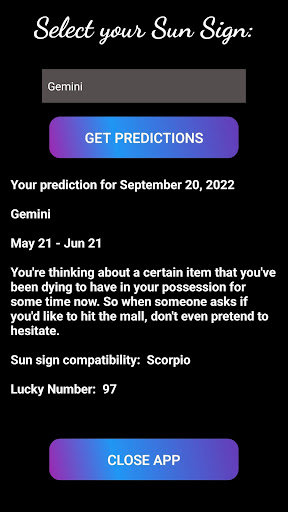 Daily Horoscope Screen 2