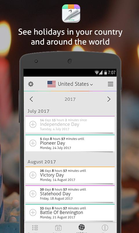Android application Countdown+ Widget Calendar screenshort