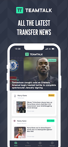 Android application TEAMtalk - football transfer screenshort