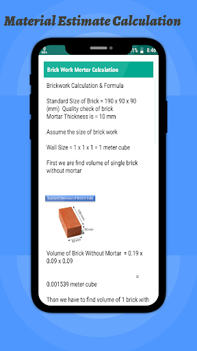 Material Estimate Calculation Screen 3