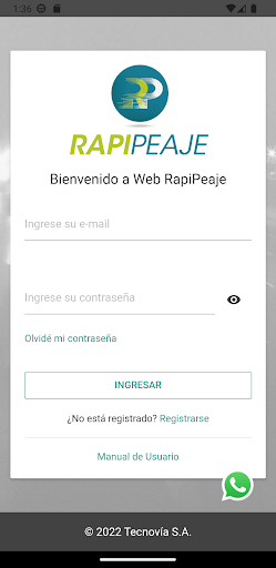 Android application Caru RapiPeaje screenshort