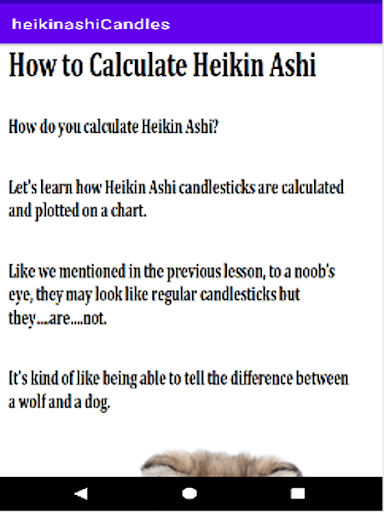 Android application Heikin Ashi Chart Reading screenshort