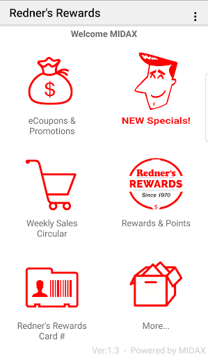 Android application Redner's Rewards screenshort