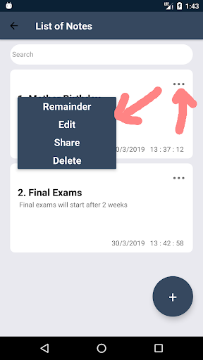 Notepad And Remainder Screen 3