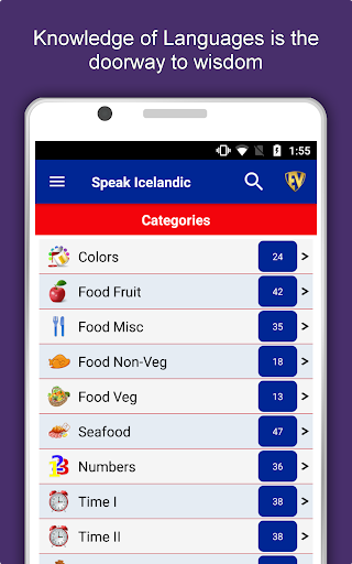 Screenshot of Learn Icelandic Language App