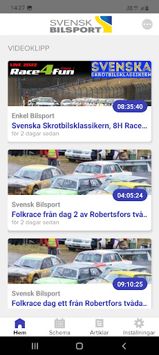 Android application Svensk BilsportTV screenshort