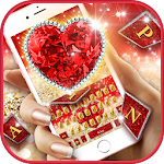 Cover Image of ダウンロード Gold Red Lux Heart Theme  APK