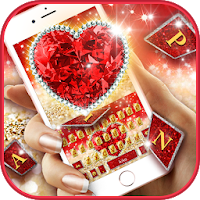 Тема для клавиатуры Golden Red Luxury Heart