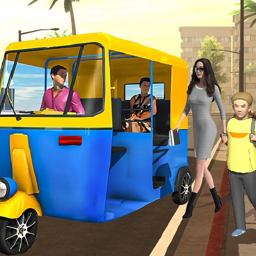 indian city tuk tuk rikshaw 3d logo