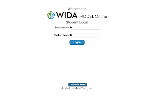 Android application WIDA MODEL Student Browser screenshort