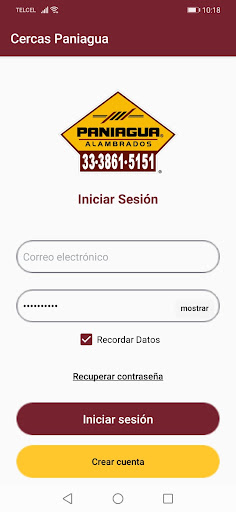 Android application Paniagua Alambrados screenshort