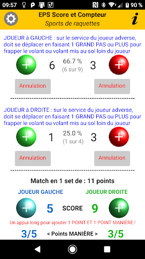 Android application BADMINTON Score et Compteur screenshort