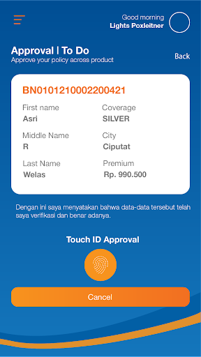 Android application BRINESIA Pimpinan Cabang screenshort