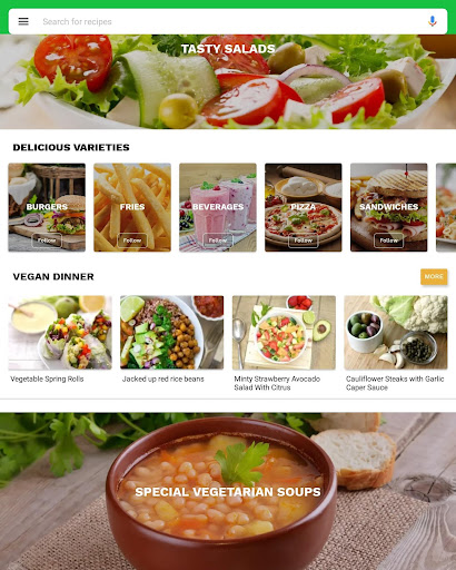 Screenshot of Vegetarian Recipes App