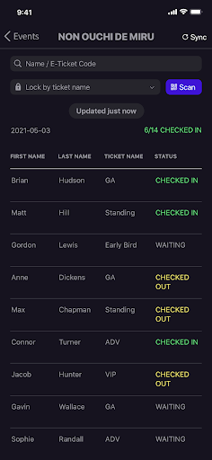 Zaiko TicketGate Screen 2