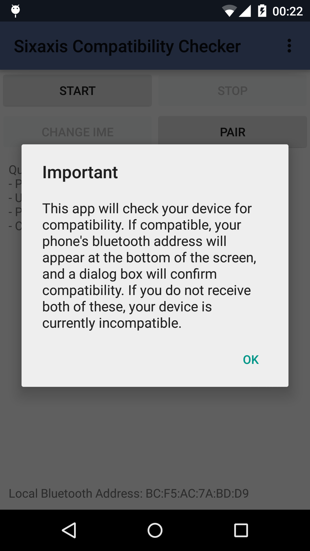 Android application Sixaxis Compatibility Checker screenshort