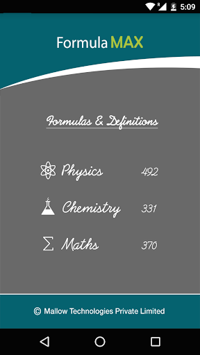 Android application FormulaMAX essential formulae screenshort