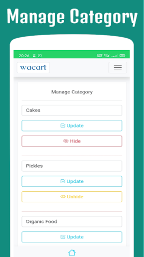 Wacart - create online store Screen 2