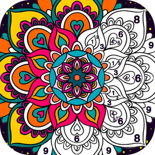 Mandala Coloring By Number-coloring games offline