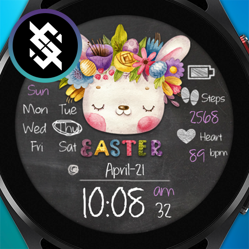 BFF3 - Easter and Bunny flower logo