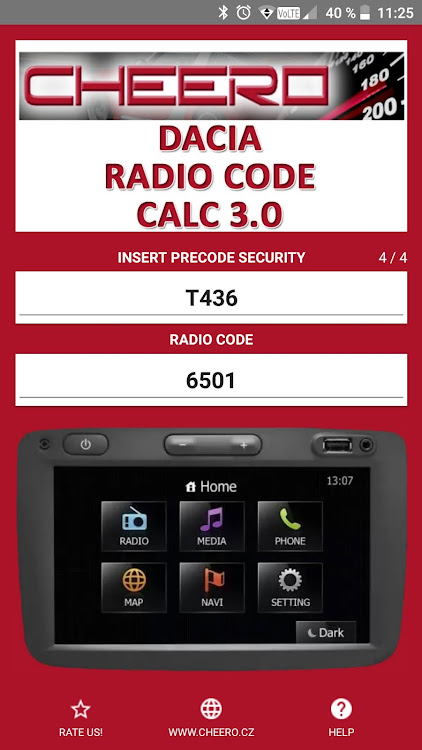 RADIO CODE for DACIA - 3.0.2 - (Android)