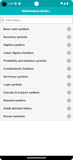 Mathematical Symbols Screen 2