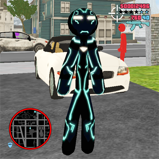 Neon Iron Stickman Rope Hero C logo