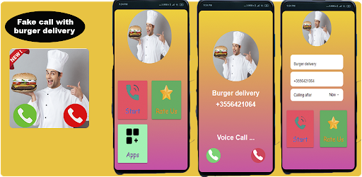 Android application Burger delivery fake call screenshort