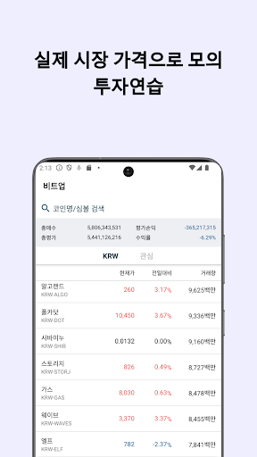 Android application 비트업 - 가상 모의투자 연습 (비트코인) screenshort