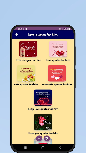 Android application love quotes for him screenshort